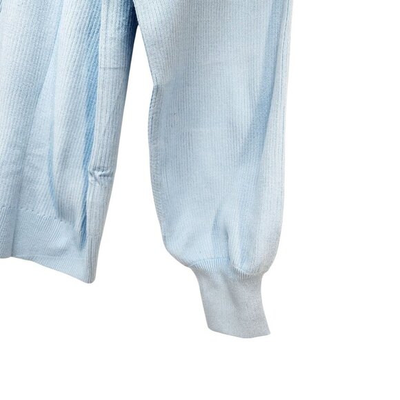 Light Blue Knitted Pullover Sweater Womens Size 2XL Ribbed Pattern Puff Sleeves - Picture 11 of 12